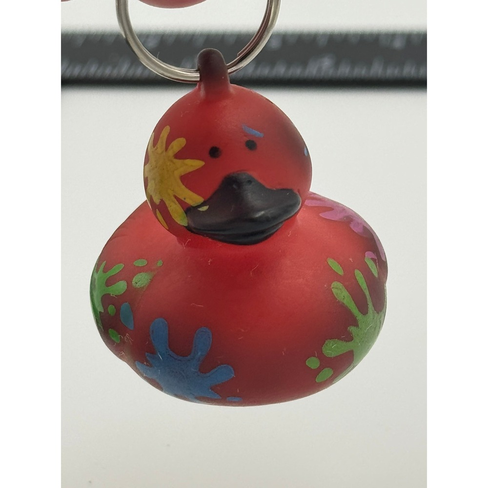 American Heart Association Red Paint Splatter Rubber Duck Keychain 0414 Jin Yin‎